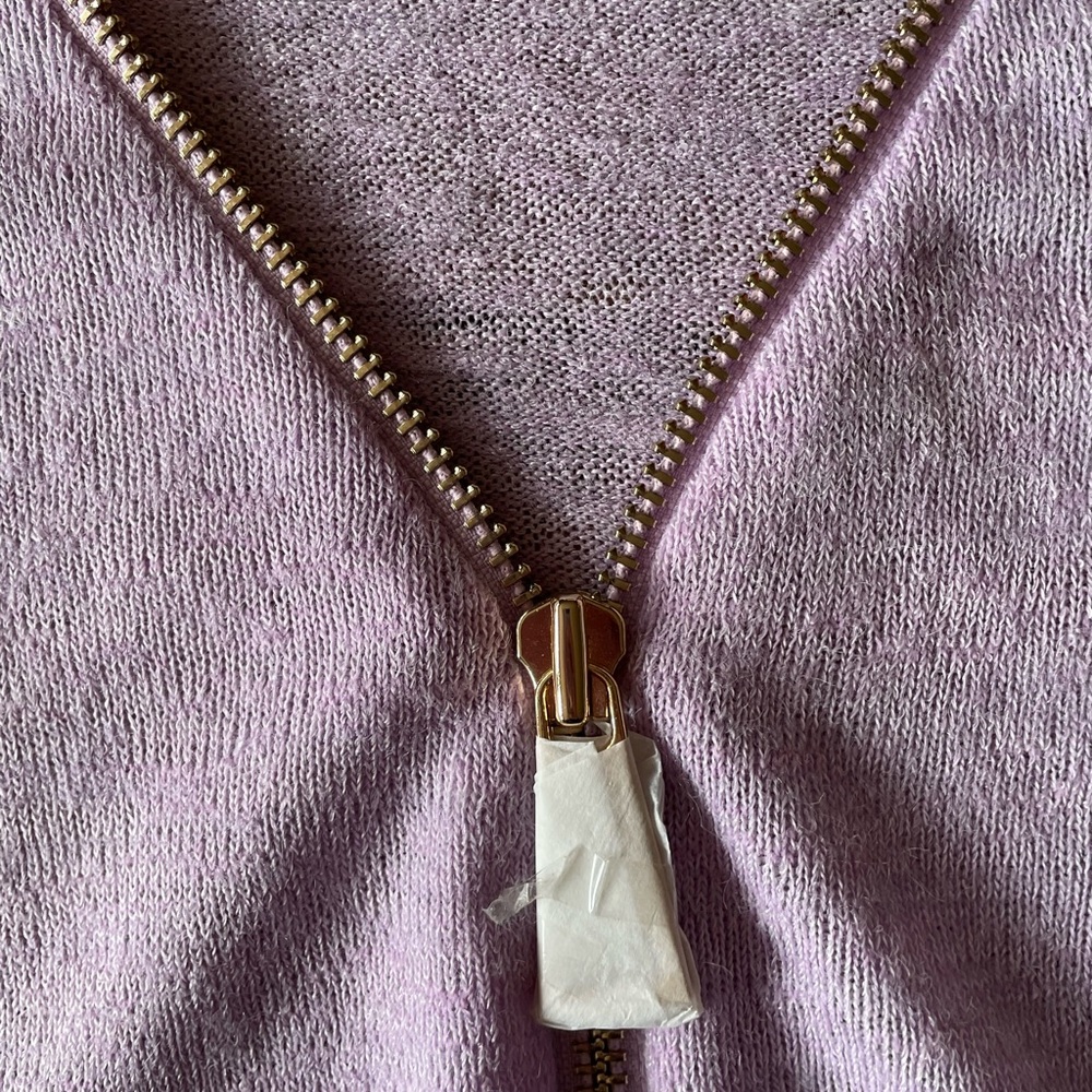 Soft Surroundings Lavender Purple V-Neck Sweater Relaxed Fit with Zipper Closure - Picture 3 of 6